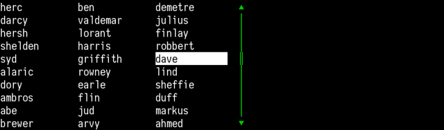 smenu -s dave -t 3 -n 10